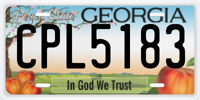 GA license plate CPL5183