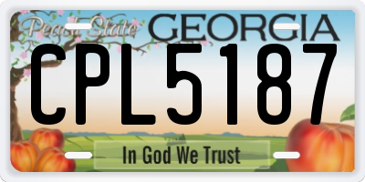 GA license plate CPL5187