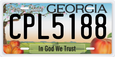 GA license plate CPL5188