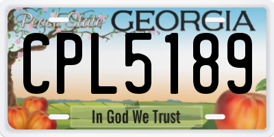 GA license plate CPL5189