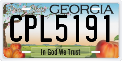 GA license plate CPL5191