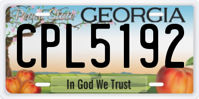 GA license plate CPL5192