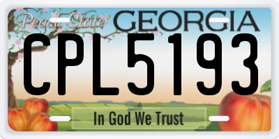GA license plate CPL5193