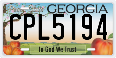 GA license plate CPL5194