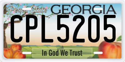 GA license plate CPL5205