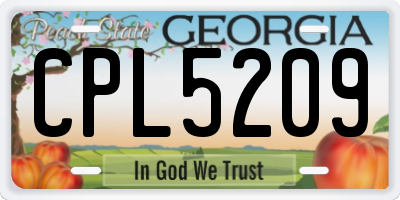 GA license plate CPL5209