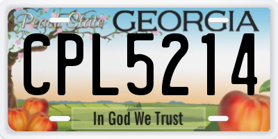 GA license plate CPL5214