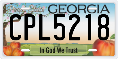 GA license plate CPL5218