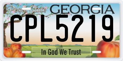 GA license plate CPL5219