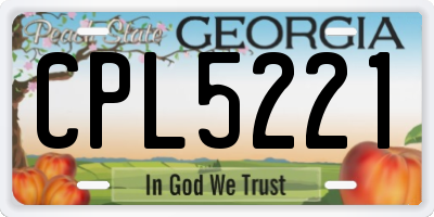 GA license plate CPL5221