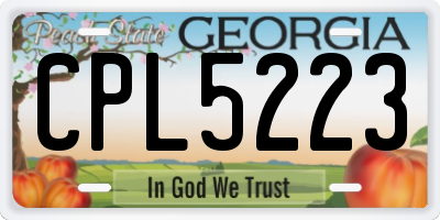 GA license plate CPL5223