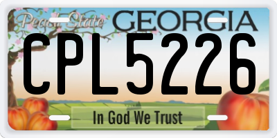GA license plate CPL5226