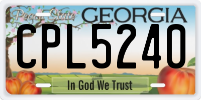 GA license plate CPL5240