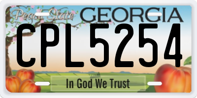 GA license plate CPL5254