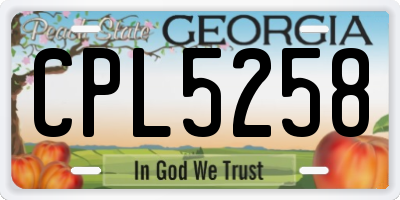 GA license plate CPL5258
