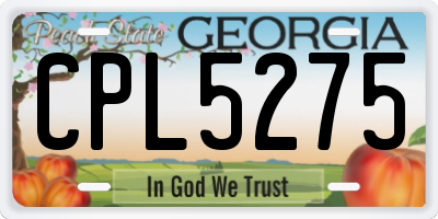 GA license plate CPL5275