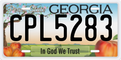 GA license plate CPL5283