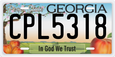 GA license plate CPL5318