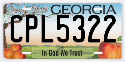 GA license plate CPL5322