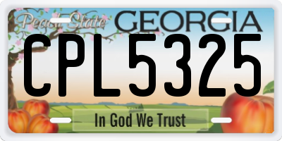 GA license plate CPL5325
