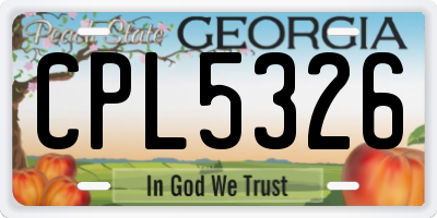 GA license plate CPL5326