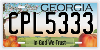 GA license plate CPL5333
