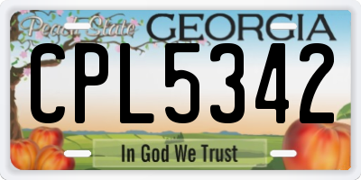 GA license plate CPL5342