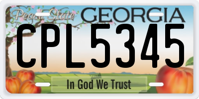 GA license plate CPL5345