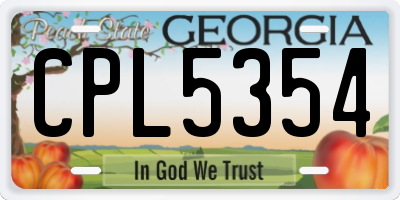 GA license plate CPL5354