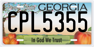 GA license plate CPL5355