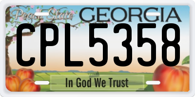 GA license plate CPL5358