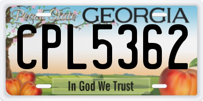 GA license plate CPL5362