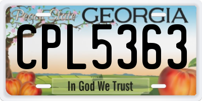 GA license plate CPL5363