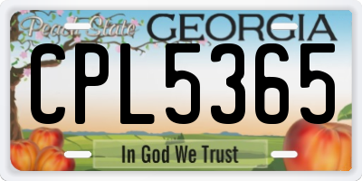 GA license plate CPL5365
