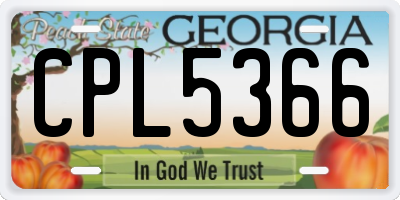 GA license plate CPL5366