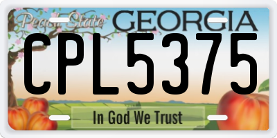 GA license plate CPL5375