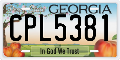 GA license plate CPL5381