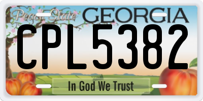 GA license plate CPL5382