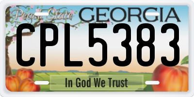 GA license plate CPL5383
