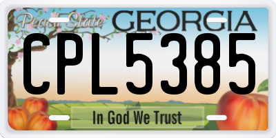 GA license plate CPL5385