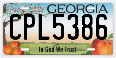 GA license plate CPL5386