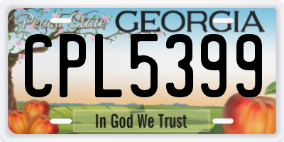 GA license plate CPL5399