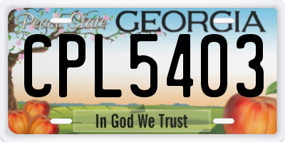 GA license plate CPL5403
