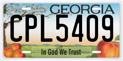 GA license plate CPL5409