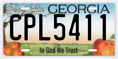 GA license plate CPL5411