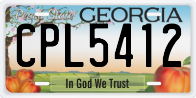GA license plate CPL5412