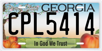 GA license plate CPL5414