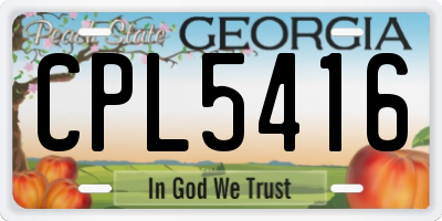 GA license plate CPL5416