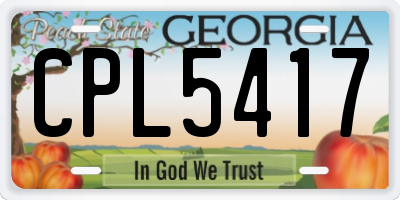 GA license plate CPL5417
