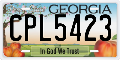 GA license plate CPL5423